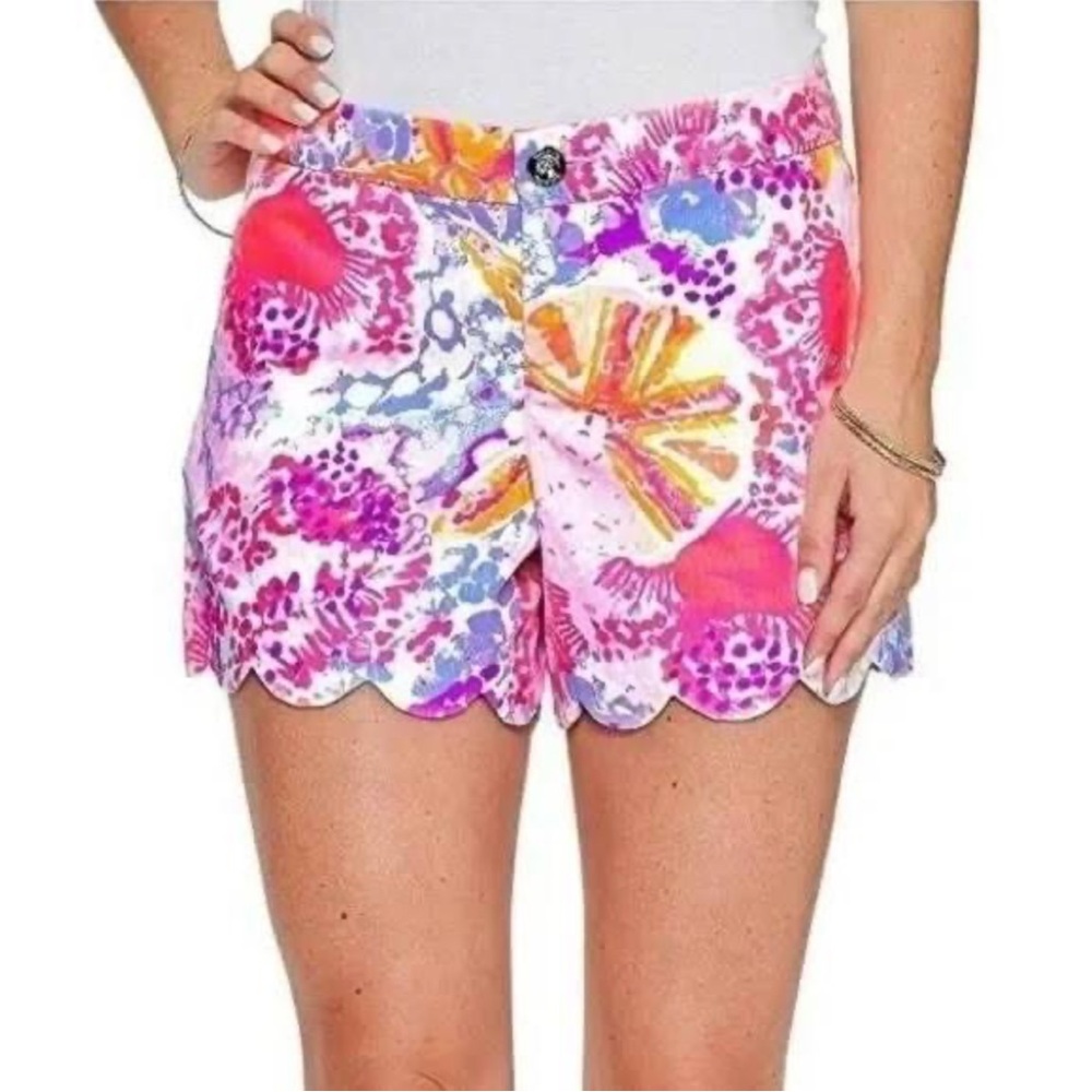 Lilly Pulitzer Buttercup Shorts in Paradise Pink Bohemian Beach, sz 2
